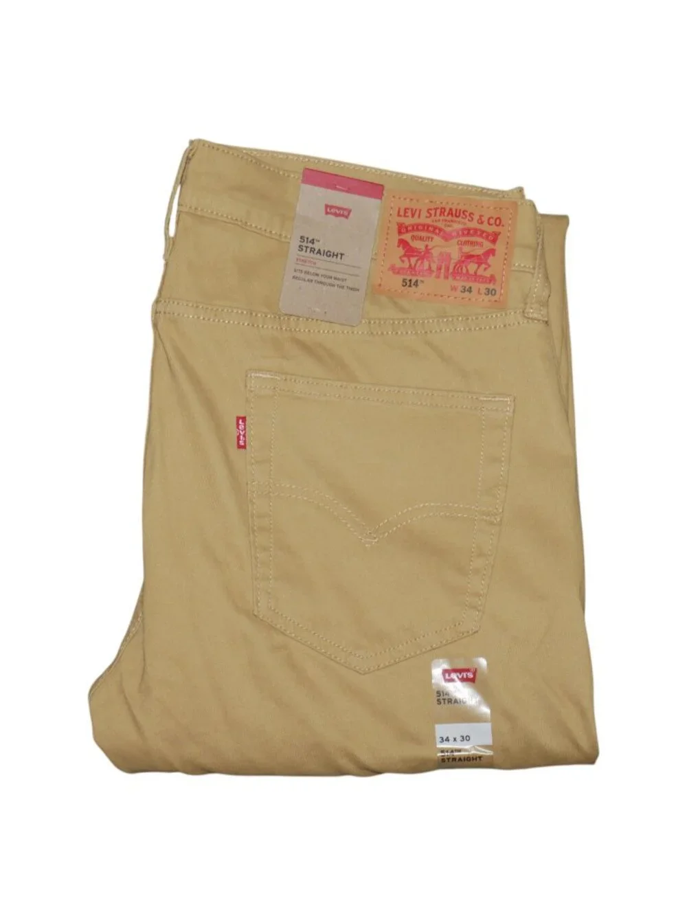 Levi's 514 Mens Twill Jean Pants Size 34x30 Stretch Caraway Cruz Twill Brown NWT